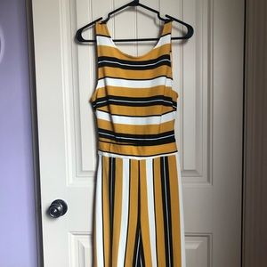 Yellow Black and White Striped Romper
